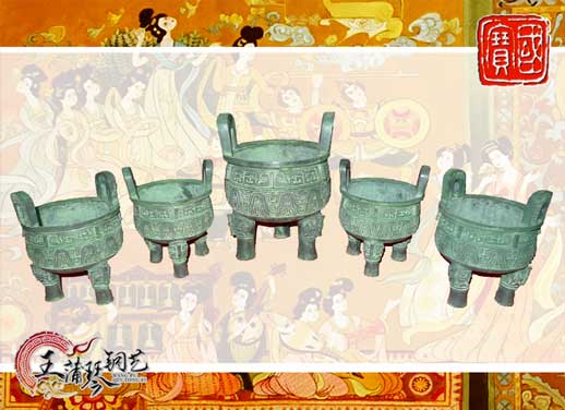 銅鼎，銅五鼎，中國鼎，佛像用鼎